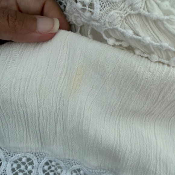 American Eagle White Lace Crochet Fringe Mini Dress XS Boho Festival - Picture 4 of 13